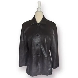 Chaqueta Blazer Petite Sophisticate Mujer Negra Cuero Suave Mantecoso Genuino Talla M - Imagen 1 de 8