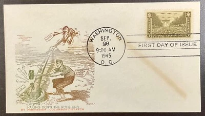 934 Columbus Dispatch Cachet Ejército en la Segunda Guerra Mundial FDC 1945 Foto 1 de 2