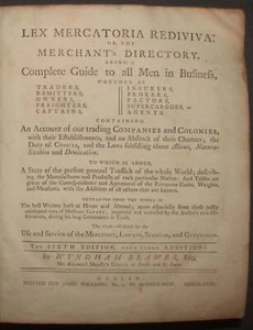 Wyndham Beawes / LEX MERCATORIA REDIVIVA OR THE MERCHANT'S DIRECTORY Complete - Picture 1 of 3