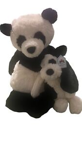 Jellycat London Panda Bear & Puppy Lot Black & White Plush Stuffed Animals