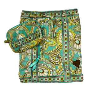 2 - Vera Bradley Repaired Backpack Cinch Bag & Coin Zip Pouch Paisley Blue Green - Picture 1 of 24