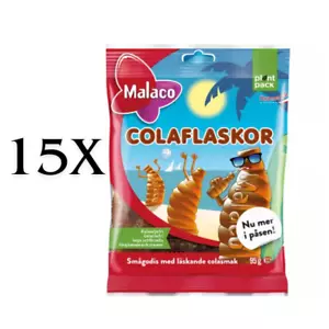 Caramelle svedesi 15x95g originali dalla Svezia - Malaco Colaflaskor - Foto 1 di 2