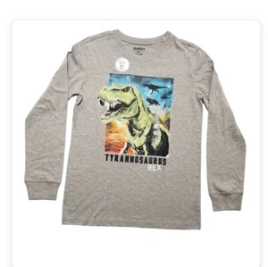 Oshkosh B'gosh Boys Long Sleeve Graphic Print Dino T-shirt - Picture 1 of 12
