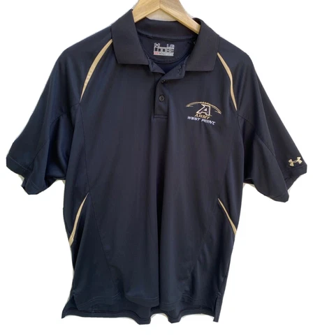 United States Army West Point Polo Shirt by Under Armour Men's Large Loose Black Cover