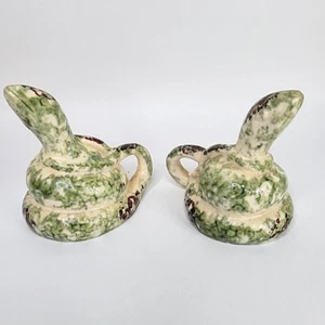 Vintage Coiled Snake Rattlesnake Spatterware Salt & Pepper Shaker Set - Picture 1 of 8