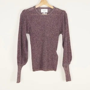 Ba&sh Lexi Shimmery Metallic Puff Sleeve Orchid Mile Purple Sweater Womens Sz 0 - Picture 1 of 5