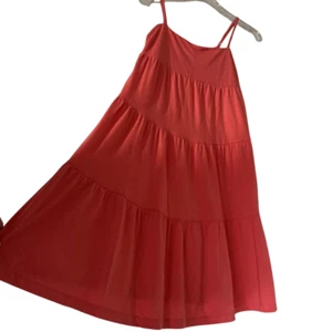 Old Navy Fit & Flare Midi Sun Dress Tie Strap Casual Orange Cotton Women's Sz S - Picture 1 of 8