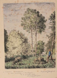 Original Eau-Forte von Marcel JACQUE Atelier Th Rousseau Barbizon 1975 - Bild 1 von 2