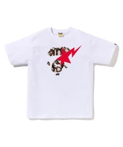 CAMISETA DE HOMBRE A BATHING APE TRIAL CAMO APE FACE STA 1L30110035 Blanca Beige XXL NUEVA - Imagen 1 de 2