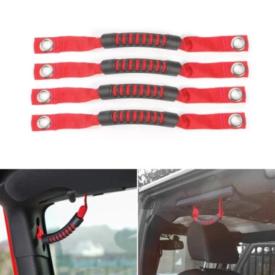 Kit de montaje de manijas de agarre interior de auto rojo para Jeep Wrangler JK 07-18 Foto 1 de 4
