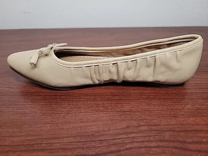 Kelly & Katie Shoes Womens 6.5 Jayla Ballet Flats Beige Leather Pointed Toe - Picture 1 of 8