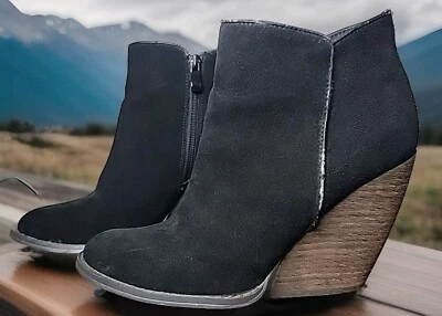 Zapatos muy volátiles para mujer talla 7 negros gamuza cremallera cuña carrera botín Foto 1 de 4