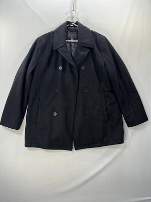 Structure Coat Men’s Black Wool Blend Peacoat Size Large Y2K JACKET VINTAGE 🔥 - Image 1 of 4