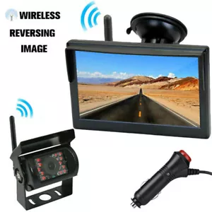 5" Wireless IR Rear View Parking Backup Camera Monitor Kit for Truck Van Caravan - Picture 1 of 24
