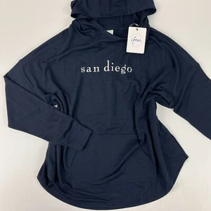 San Diego California Womens Navy Blue Baggy Loose Hooded Medium Sweater Pullover - Picture 1 of 6