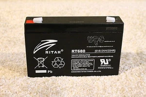 New - RITAR RT680 - 6V 8AH TOP QUALITY lead acid Battery - suits 7ah and 7.5ah - Afbeelding 1 van 4