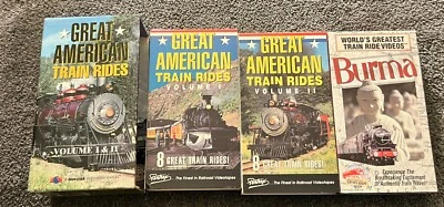 Great American Train Rides Vol 1 & 2 VHS + Greatest Train Ride Burma Lot Of 3 - Image 1 of 4