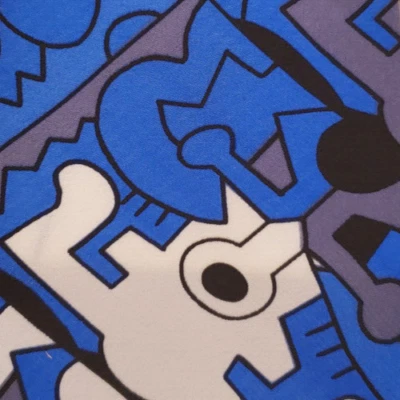 HALSTON 原装 ~ 20 世纪 80 年代男式领带 ~ 可能的 KEITH HARING 艺术设计 ~ 58 — 第 1/4 张图片