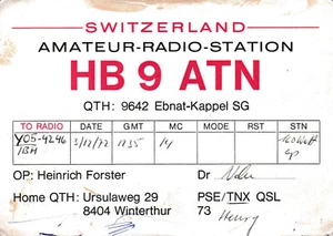 Switzerland, 1972, Vintage QSL Card - Radio Amateur - Picture 1 of 2