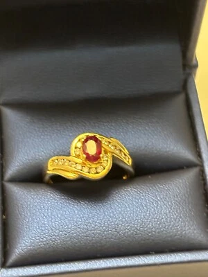 Burmese ruby  and diamond ring - Image 1 of 4