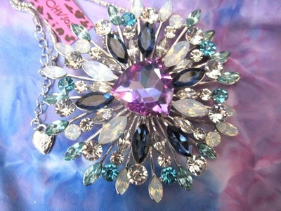 COLLAR/BROCHE COLGANTE BETSEY JOHNSON BRILLANTE GRANDE COPO DE NIEVE CRISTAL NUEVO CON ETIQUETAS Foto 1 de 4