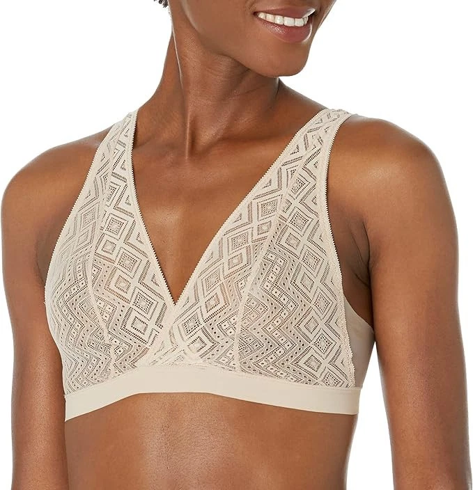 DKNY Womens DK7596 Pure Lace Bralette DK7596 Cashmere Brown S