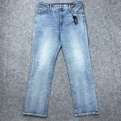 Express Jeans Womens 16 90s Slim Super High Rise Denim Light Wash Straight NEW - Image 1 of 4