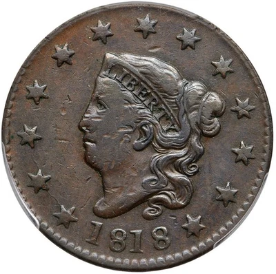 1818 N-5 R-3 PCGS VF 30 Matron or Coronet Head Large Cent Coin 1c - Image 1 of 2