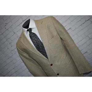 Orvis Blazer Sportscoat Jacket Mens Size 42 L Greenish Tan 2Btn 100% Silk - Picture 1 of 12