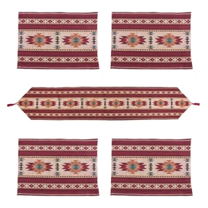 Canyon Sky 5-Piece Sedona Tapestry Placemat and Table Runner Set in Burgundy - Picture 1 of 5