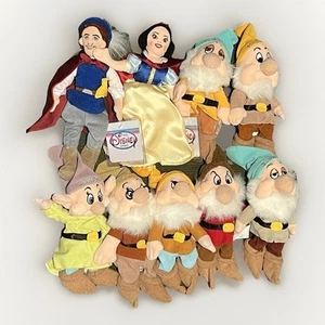 Disney Sieben Zwerge + Schneewittchen und Prinz Plüsch Mini Sitzsack Puppen - 8 Zoll groß - Bild 1 von 13