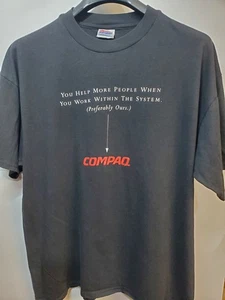 Vintage Y2K VTG COMPAQ Computers Hanes Heavyweight T Size XL Black T-Shirt - Picture 1 of 9