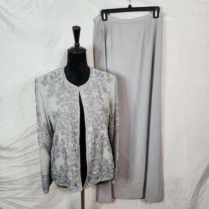 Adrianna Papell Anlässe Größe 10 Seide Perlen Brautmutter 2-teiliges Rock-Set - Bild 1 von 19