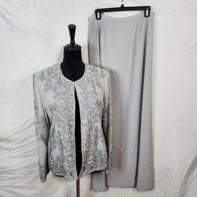 Juego de 2 faldas de madre de la novia con cuentas de seda talla 10 ADRIANNA PAPELL ocasiones Foto 1 de 4