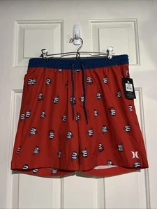 Hurley BBQ Stay Fly rot amerikanische Flagge Patriot locker hängende Volley Badeshorts M - Bild 1 von 7