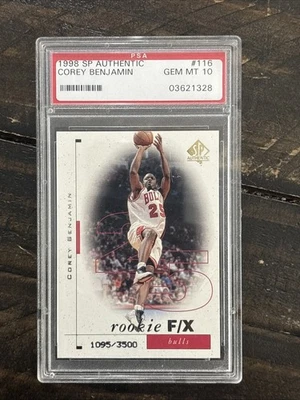 1998-99 SP Authentic Rookie F/X SETBREAK #116 Corey Benjamin bulls /3500 PSA 10 - Image 1 of 2
