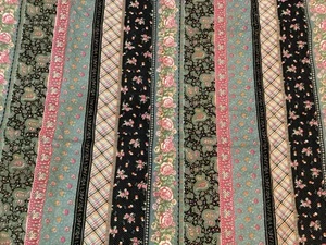 Vintage NOS Stripes Floral Chintz CORDUROY Fabric 2+ Yards Lot (100” x 42”) - Picture 1 of 5