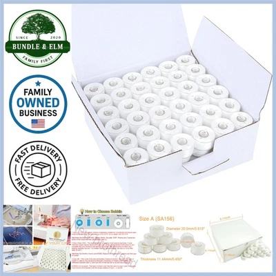 144pcs White Polyester Prewound Bobbin Thread for Embroidery Sewing - Image 1 of 4