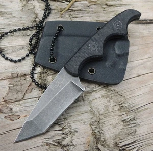 FOX Outdoor " Neck II " Neck Knife Tanto Messer Stonewashed + Scheide - Bild 1 von 2