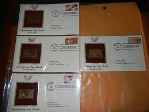 Set of FOUR THANKSGIVING DAY PARADE 2009 Golden Replica FDCs With Original Cards - Picture 1 of 6