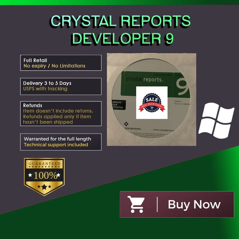 Crystal Reports 9 Developer Edition Full Retail Software - Image 1 of 1