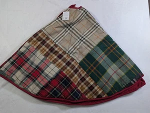 POTTERY BARN STEWART PLAID PATCHWORK TREE SKIRT, 60" NWT, CHRISTMAS - Picture 1 of 24