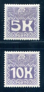 AUSTRIA POSTAGE DUE 1911 45-46 * FLAWLESS SET CROWN VALUES (F9466 - Picture 1 of 2