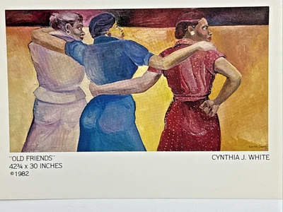 Vintage 1982 "Old Friends" de Cynthia J. Postal publicitaria blanca Foto 1 de 4
