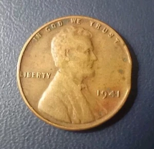 1941 CLIPPED ERROR COIN 1c Lincoln Nice Coin #1375 Coins Collection Errors - Picture 1 of 4