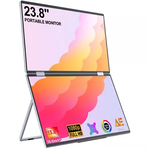 UPERFECT 15.6" Dual Portable Monitor - FHD Foldable Laptop Screen Extender - Picture 1 of 9