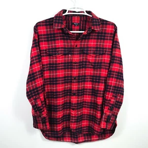 Madewell Damen XS Flanell Cargo Arbeitshemd rot weiß blau kariert 100 % Baumwolle - Bild 1 von 4