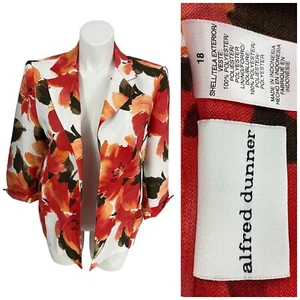 Alfred Dunner Blazer Damen 18 Sakko Orange Blumen Arbeit Büro Küste Karriere - Bild 1 von 16