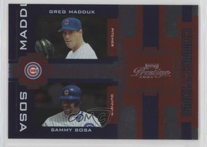 2005 Playoff Prestige Connections Foil /100 Greg Maddux Sammy Sosa #C-9 HOF