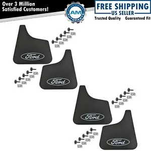 OEM E7TZ16A550A Flat Mud Flap Splash Guard Black Kit Set of 4 for Ford Truck Van - Picture 1 of 4